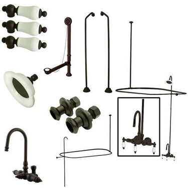 Kingston Brass Vintage Wall Mount Gooseneck Clawfoot Tub Faucet Package, Oil Rubbed Bronze Clawfoot Tub Set Kingston Brass